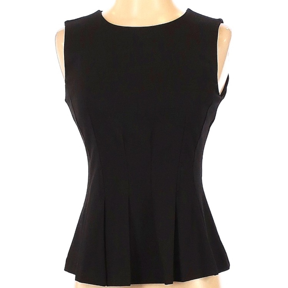 Halogen Black Sleeveless Pleated Classic Peplum Top XS